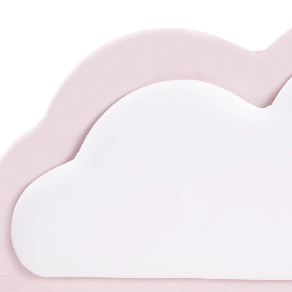 Letto Rosa e Bianco Velluto Imbottito Telaio Poggiatesta 3ft EU Dimensione Singola Camera da Letto Bambini Camera Moderna Tradizionale