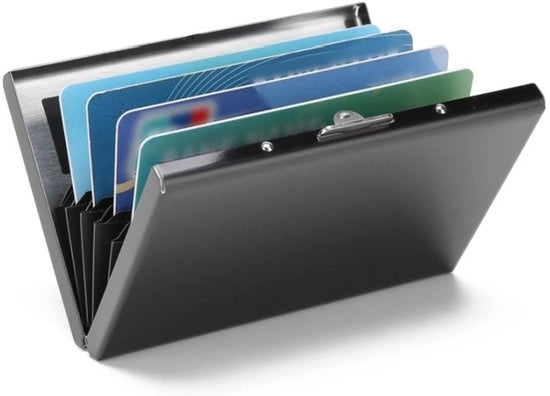 Portafoglio con protezione RFID in acciaio inossidabile, supporto per carte di credito, case in metallo Rvs, portafoglio, protezione RFID, colore nero