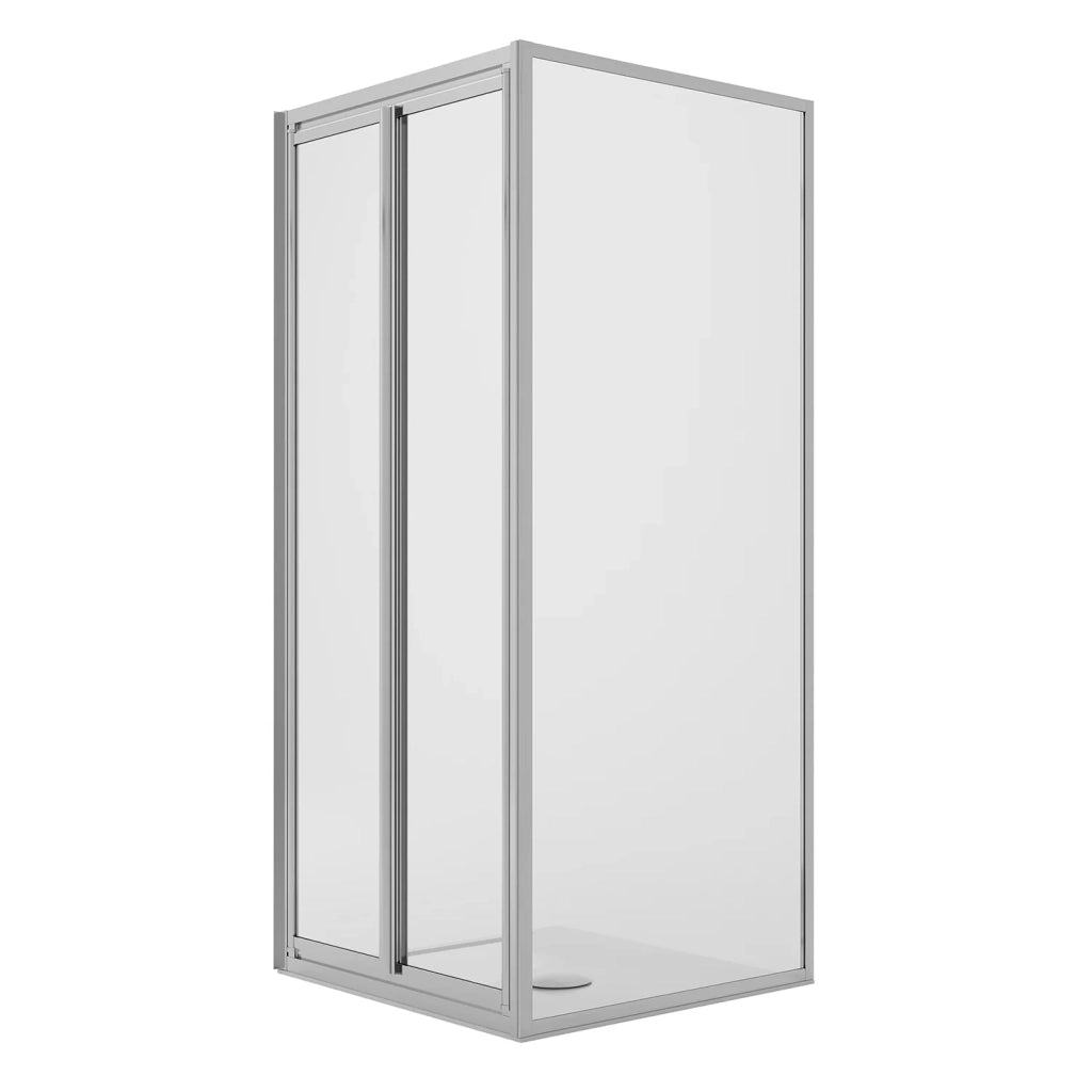 Box Doccia Angolare 75x90CM H185 Cristallo Trasparente Fisso+Saloon 2 Ante Battente 90 mod. Clint