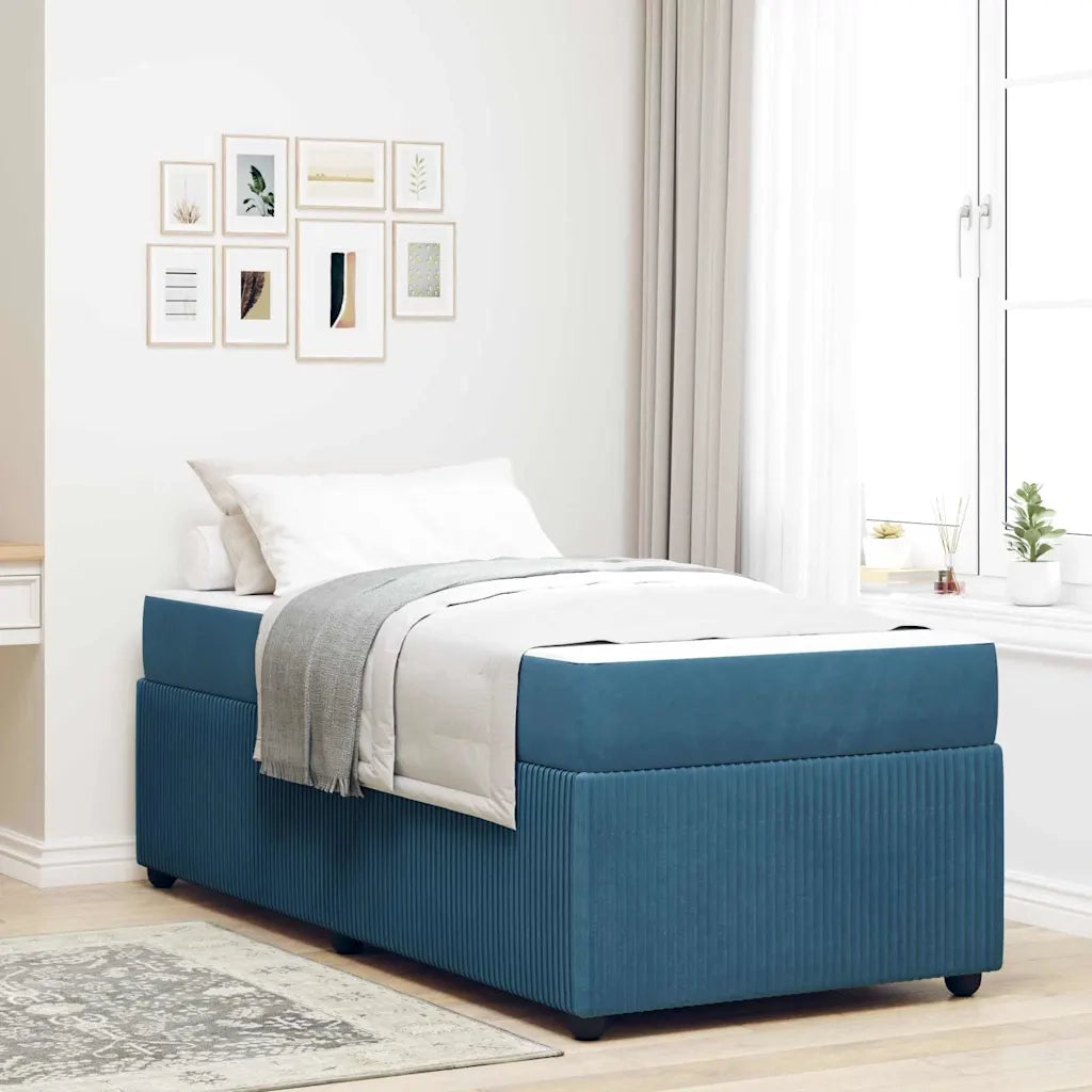 Struttura del letto con materasso Blu 100 x 200 cm Tessuto
