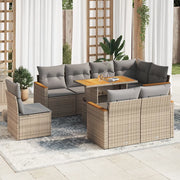 Set Divano da Giardino 9 pz con Cuscini Beige Polyrattan Acacia 3327503