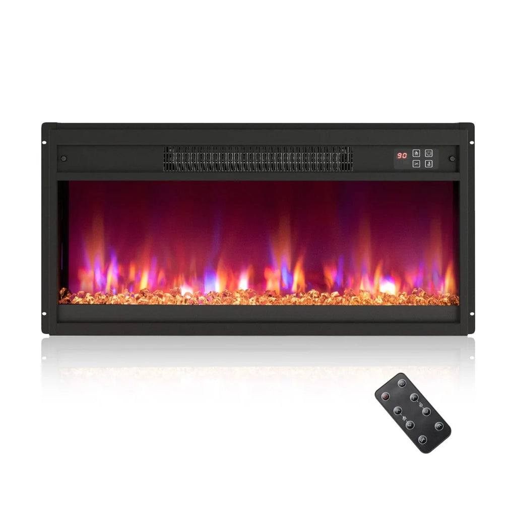 Inserto per camino elettrico 68 x 12 x 34 cm riscaldamento efficiente termostato regolabile moderna struttura in metallo nero 20_0017777