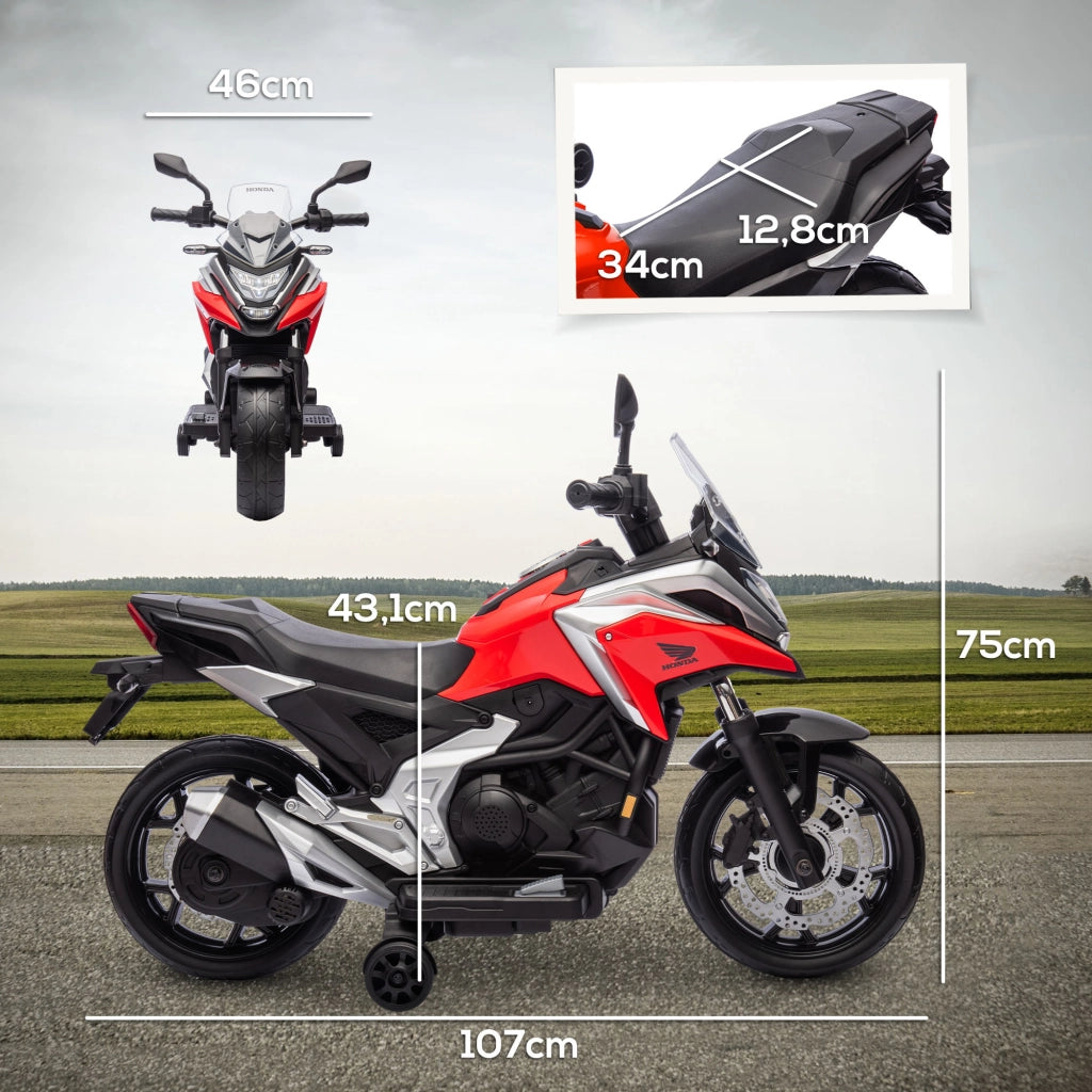 Moto Elettrica per Bambini 12V ¨C zephmum ¨C Rosso, Con Musica e Fari