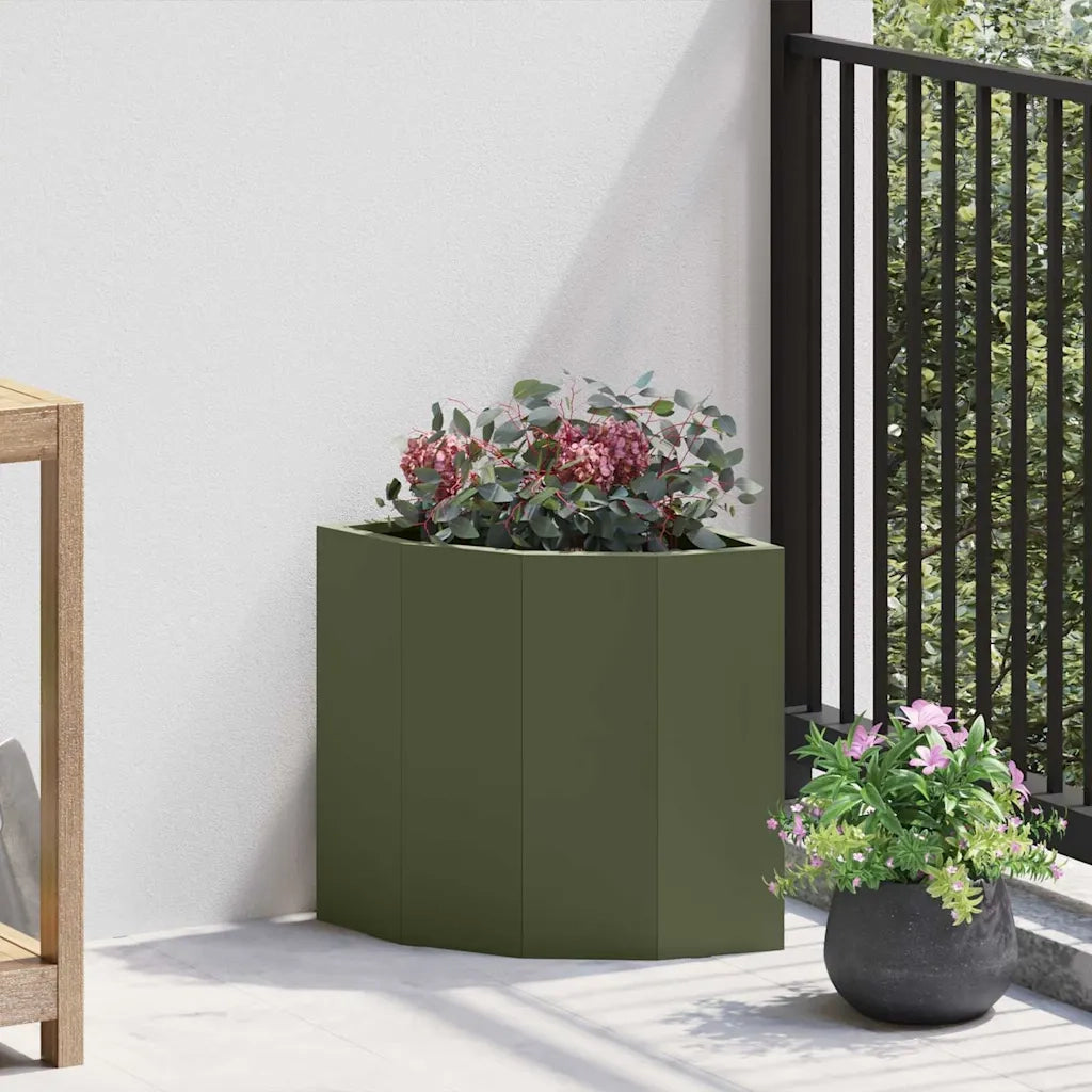 Vaso d'angolo-Fioriera-Contenitore per Piante Oliver verde 30 x 30 x 35 cm Acciaio