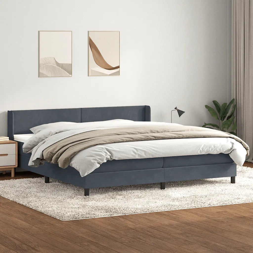 Giroletto a Molle con Materasso Grigio Scuro 180x220 cm Velluto 3317998