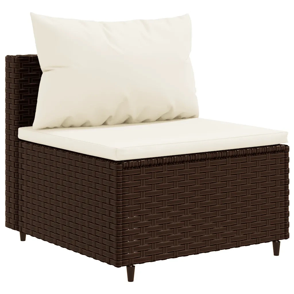 Set Mobili da Giardino 6pz con Cuscini in Polyrattan Marrone