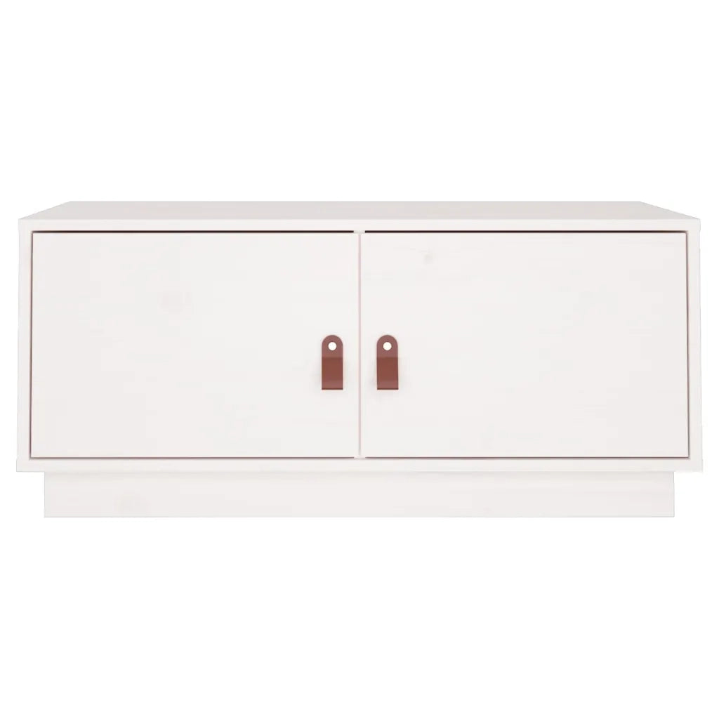 Tavolino da Salotto Bianco 80x50x35cm in Legno Massello di Pino 818251