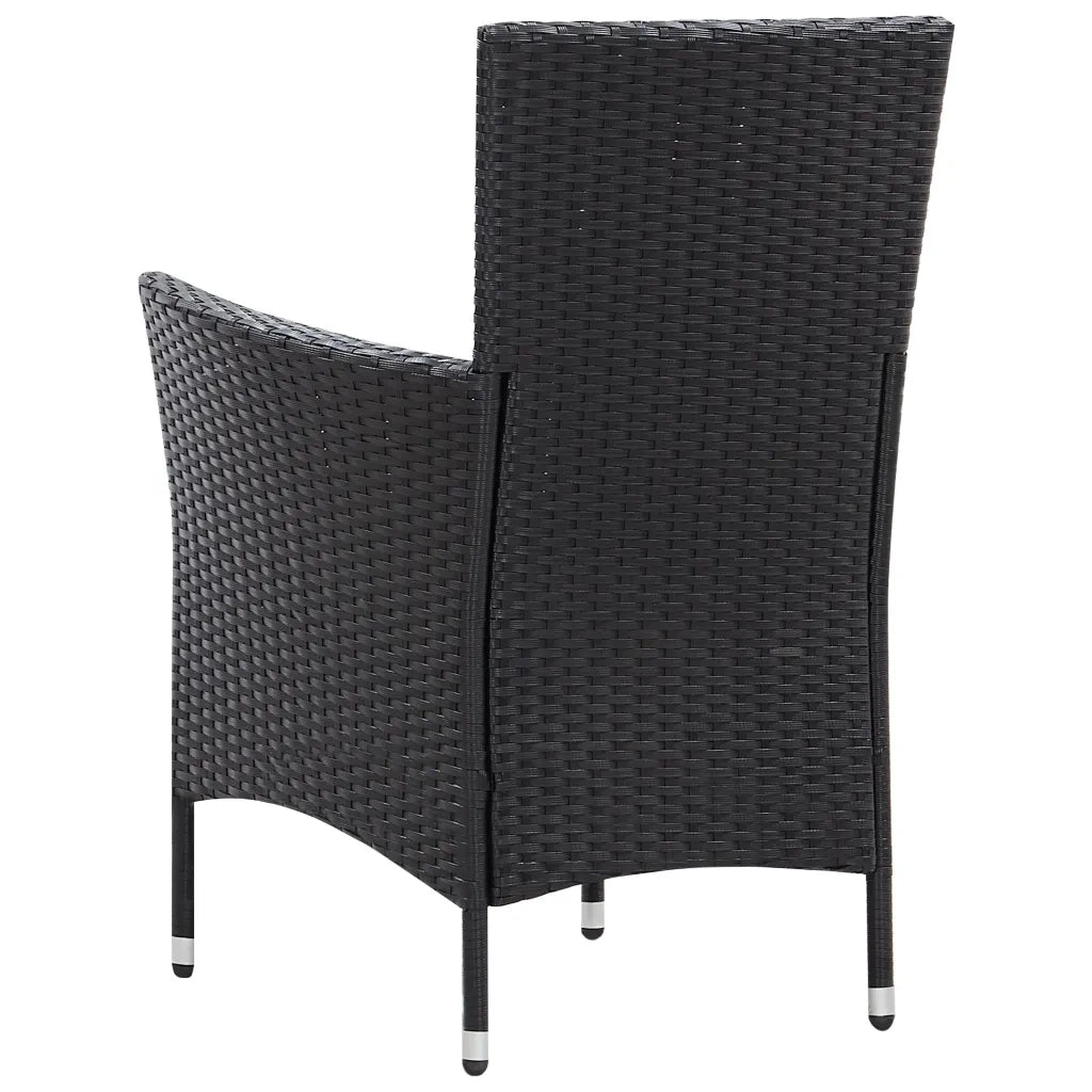 Set da Pranzo per Giardino 9 pz in Polyrattan Nero cod mxl 35122