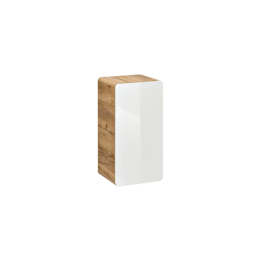 Mobile bagno ERBANO – Rovere chiaro e bianco lucido – 35x68 cm – 1 porta – Da appendere