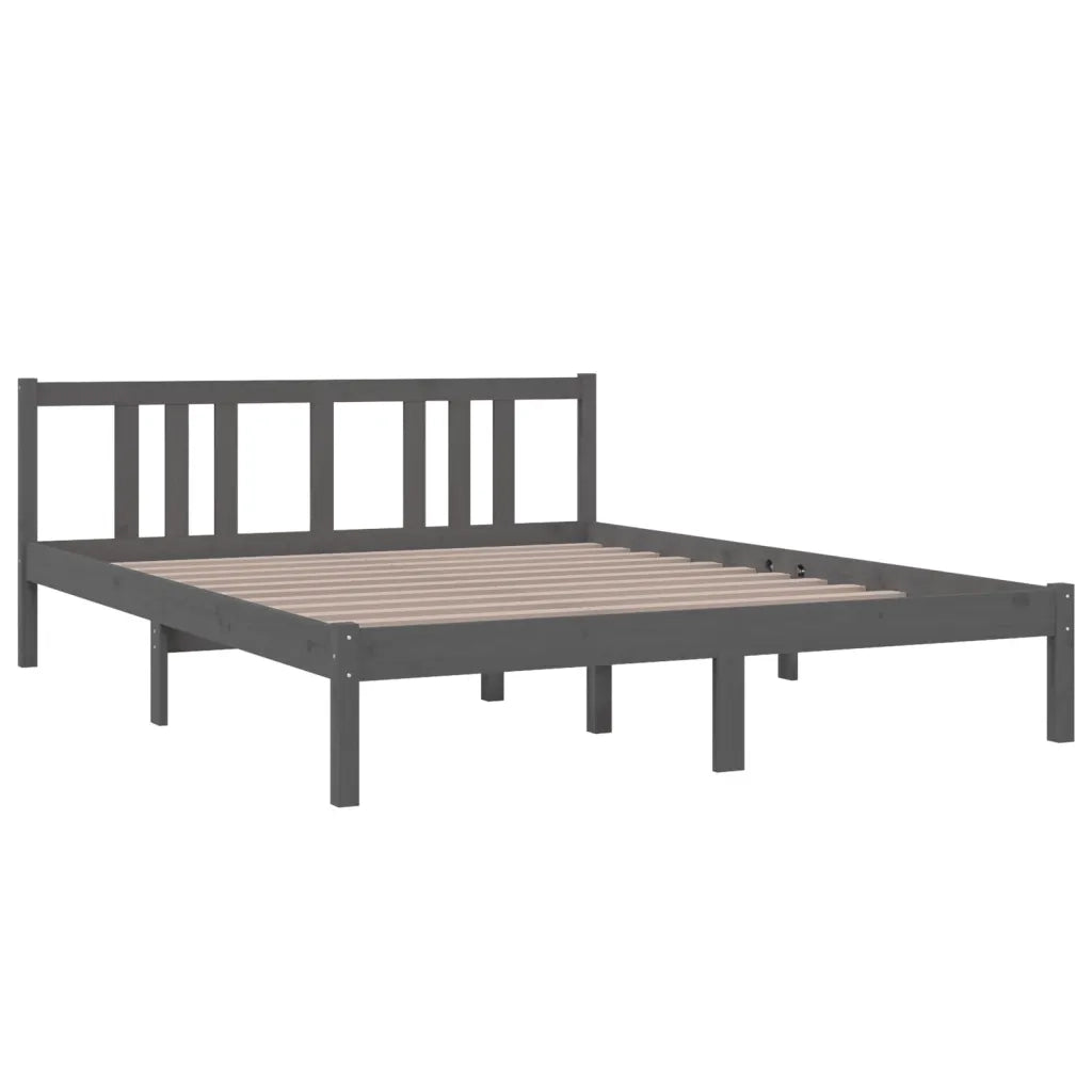 Giroletto Grigio in Legno Massello 150x200 cm 5FT King Size cod mxl 31717