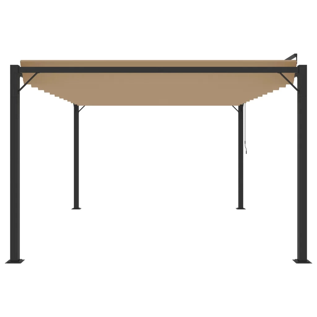 Gazebo con Tetto a Lamelle 3x4 m in Tessuto Tortora e Alluminio 313928