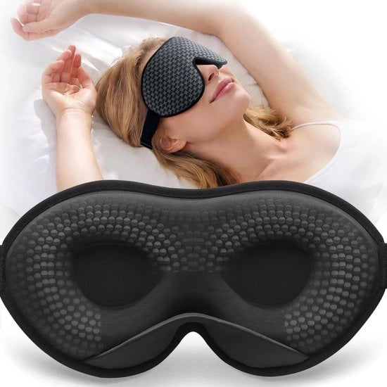 Slaapmasker 3D ademend, lichtblokkerend e confortevole, dotato di tasca di stoccaggio e auricolari, oculare ad alta pressione.