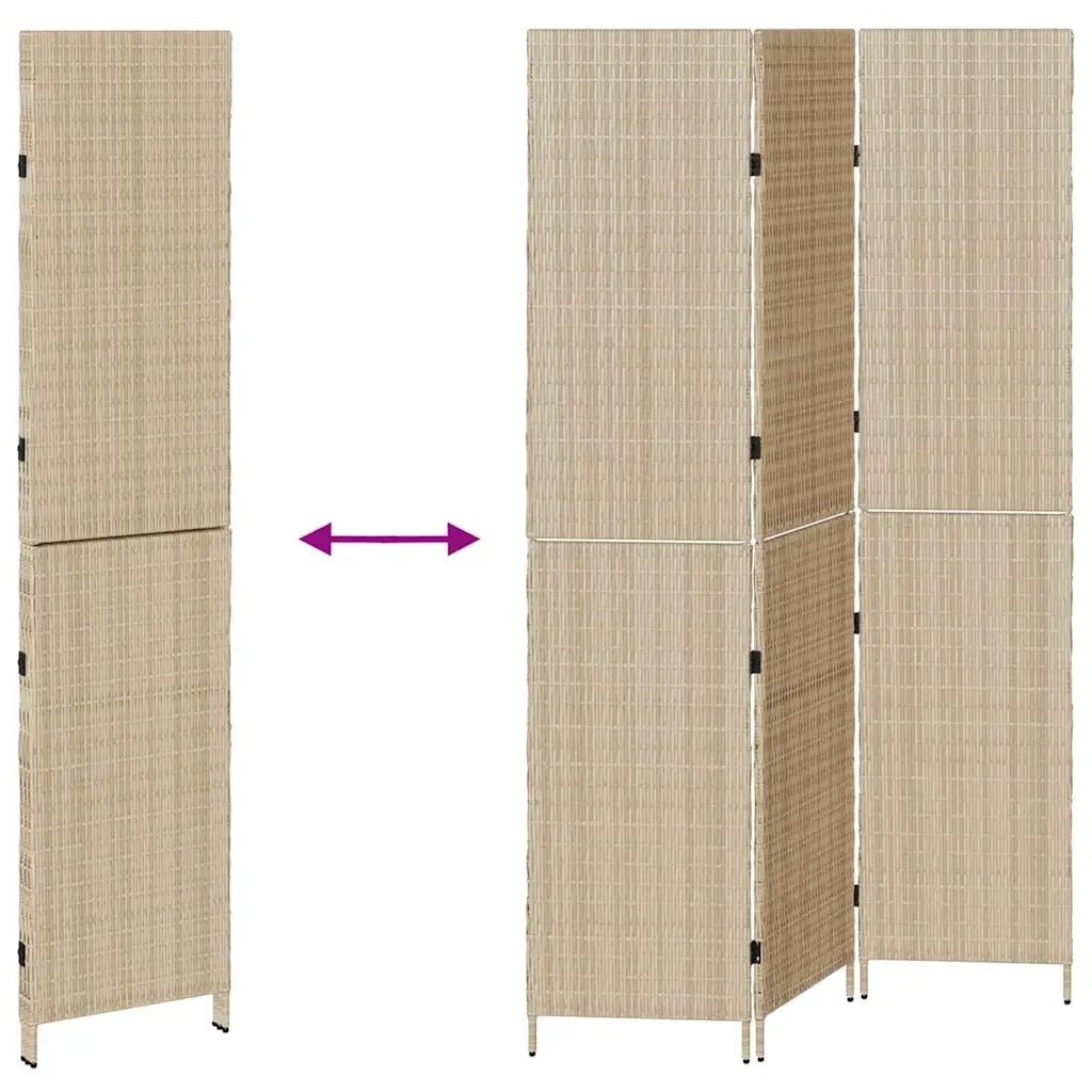 Divider per stanze | Paravento | Divisorio Ambienti Beige 146 x 200 cm polyrattan