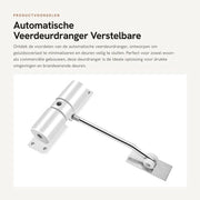 Blocco automatico per porte - Regolabile - Lega di alluminio - Riduzione del rumore - Adatto per porte fino a 10 kg - Incluso: viti - Chiave per porte
