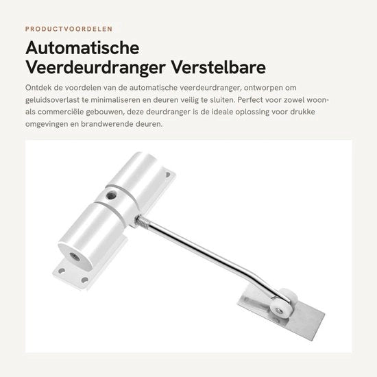 Blocco automatico per porte - Regolabile - Lega di alluminio - Riduzione del rumore - Adatto per porte fino a 10 kg - Incluso: viti - Chiave per porte