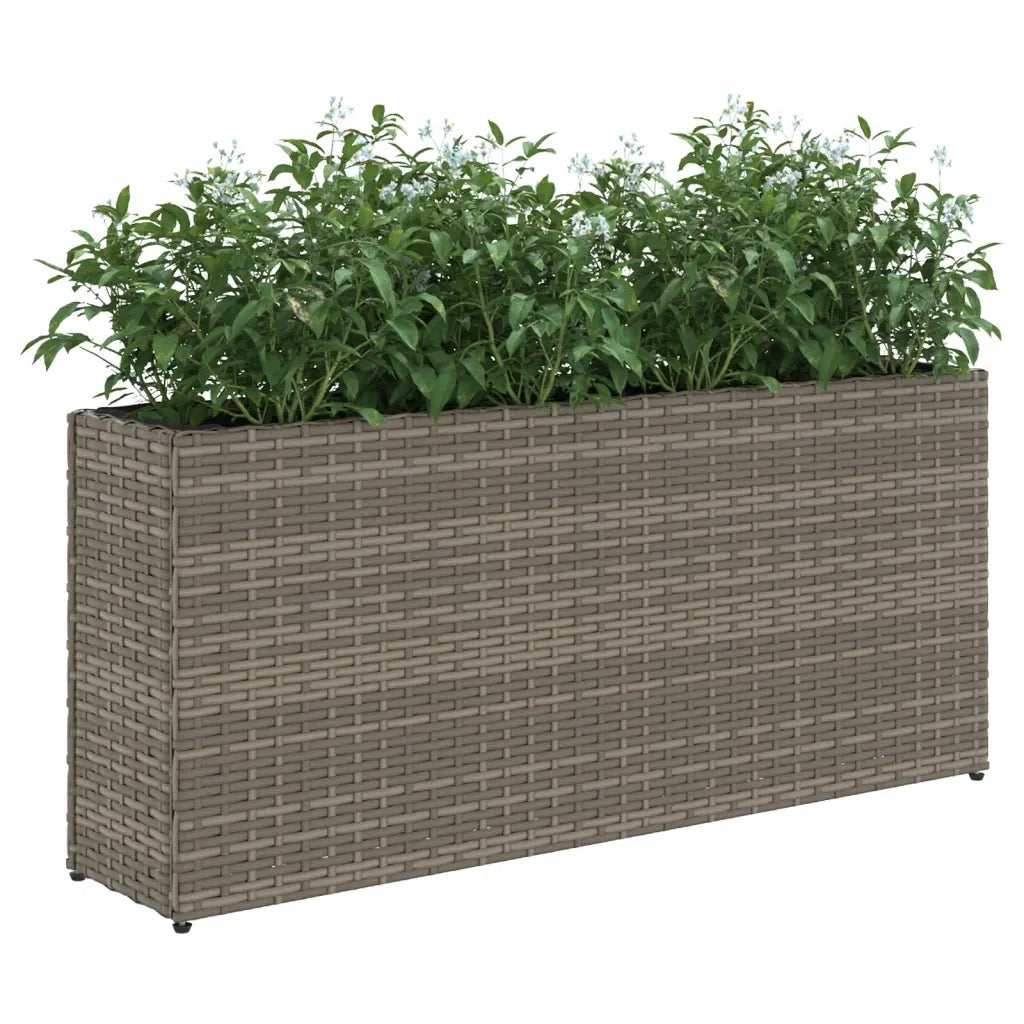 Fioriera da Giardino con 2 Vasi Grigia 90x20x40cm in Polyrattan