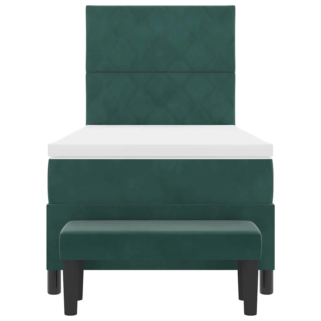 Letto a molle con materasso Verde scuro 90 x 200 cm Velluto 3344555