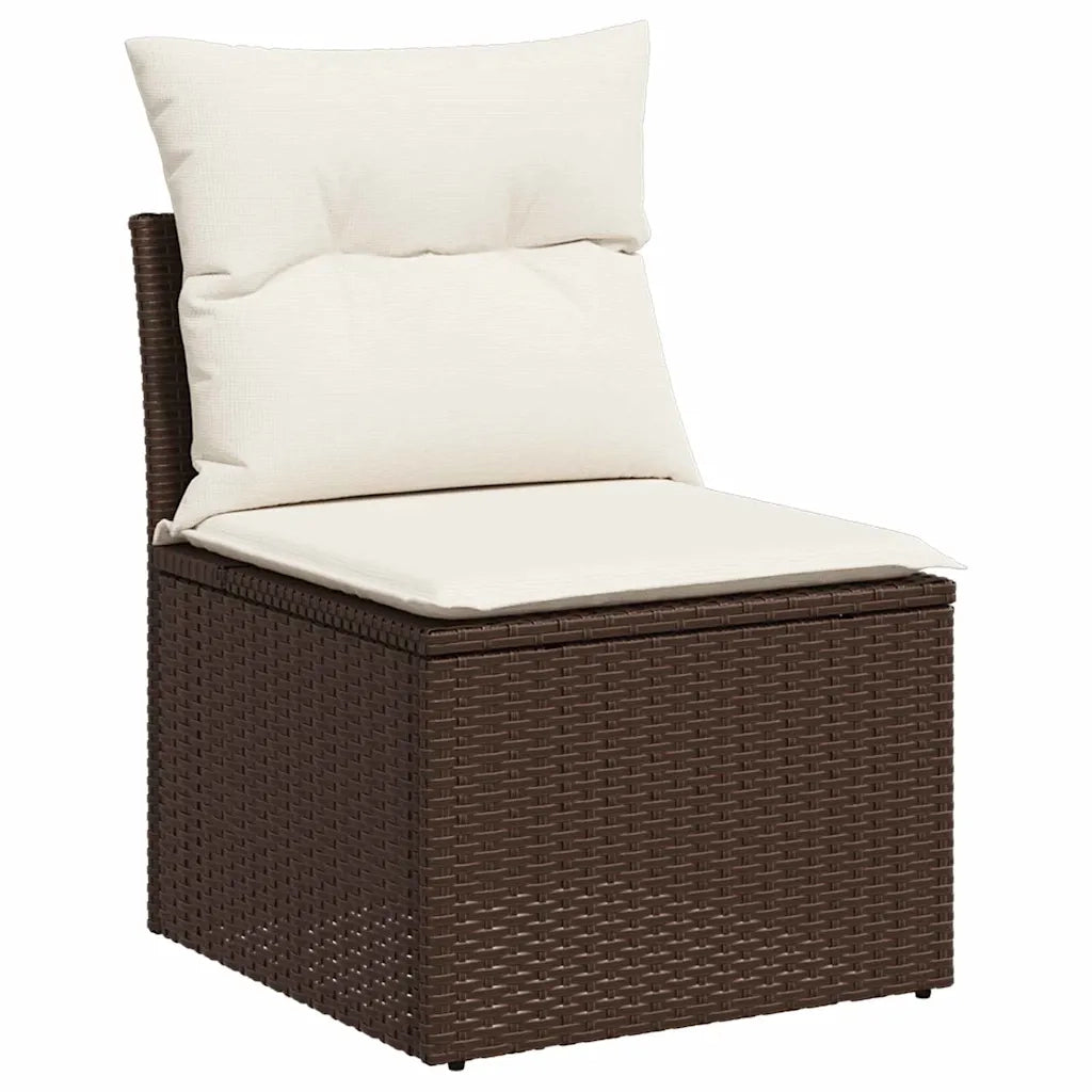 Set Divano da Giardino con cuscino 11 pcs Marrone e Crema
