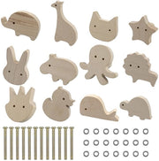 Deurknoppi in legno con forme di animali per bambini, 12 pezzi, decorativi per la stanza dei bambini