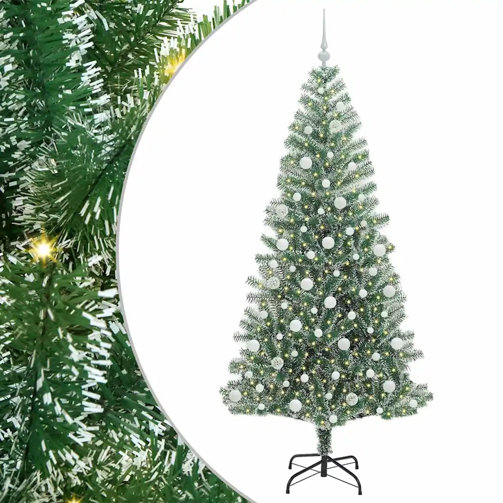 Albero di Natale | Decorazioni natalizie Artificiale Imbiancato con Luci LED 210 cm