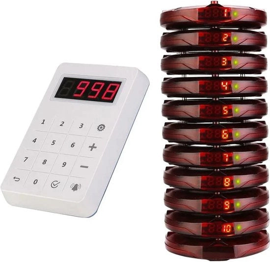 Sistema di Allarme Digitale - 10 Pezzi - Sistema di Allarme - Sistema di Allarme per Ristoranti - 4 Modalità di Allarme - Batteria con Grande Capacità - Hotel - Bar Ristorante