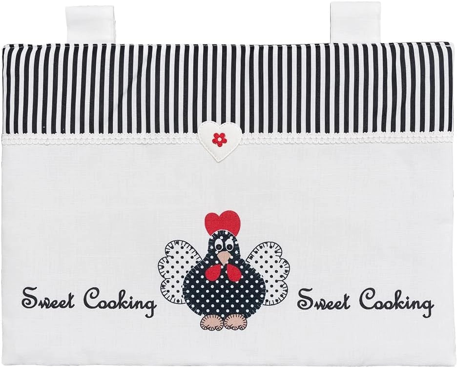 Copriforno Morbido Shabby Chic Cuori Passanti Tessuto Chiusura Velcro Proteggi Forno Cucina Dis.C