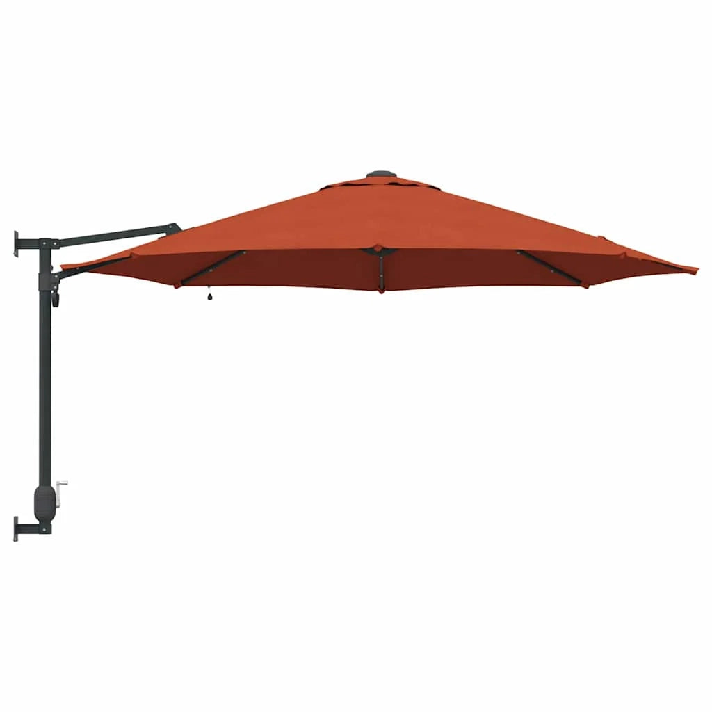 Moderno ombrellone da giardino basculante 248 x 248 x 148 cm con illuminazione a LED atmosfera accogliente poliestere color terracotta 02_0058647