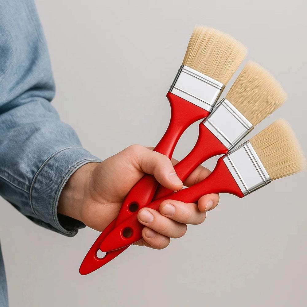 Kit pennellessa 30mm 40mm 50mm tripla setola bionda manico plastica