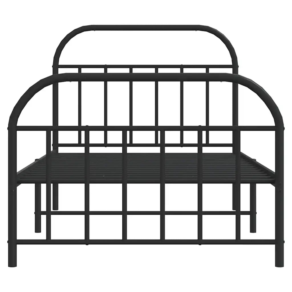 Giroletto con Testiera e Pediera Metallo Nero 100x190 cm 353647