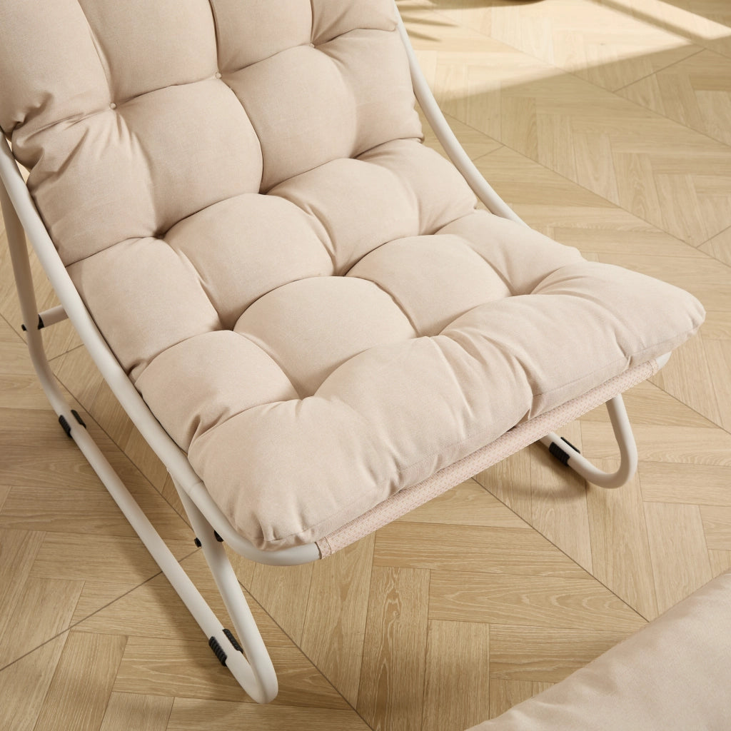 SEDIA lounge con pouf 65x78x86 cm beige in acciaio