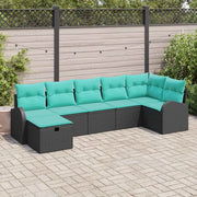 Set Divano da Giardino con cuscino 7 pcs Nero polyrattan 3360437