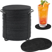 20 pezzi di supporto per bicchieri in gomma con holder in metallo per uso domestico, ufficio, caffè o bar, ecocompatibile, resistente al calore, riutilizzabile, rotondo, nero