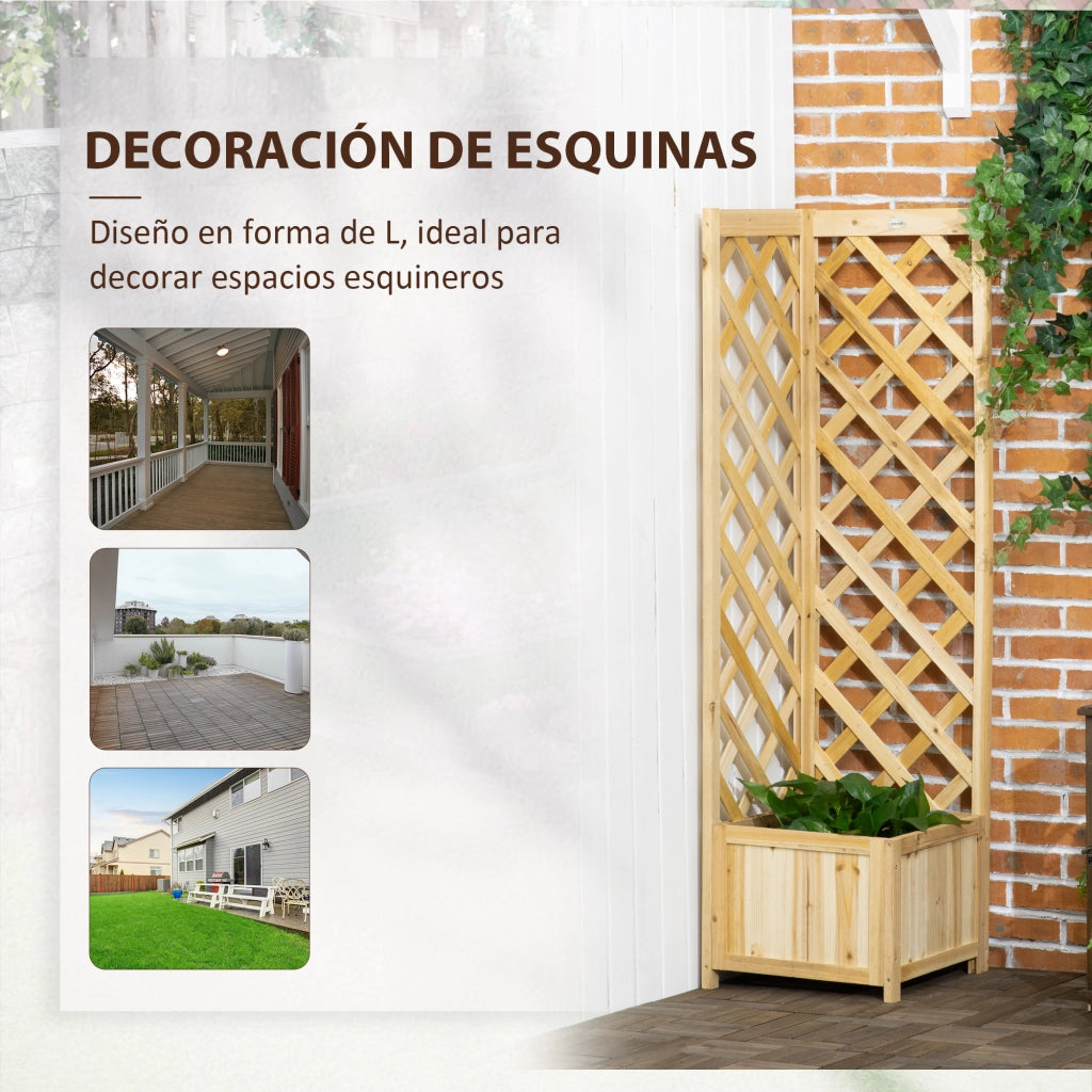 Fioriera con griglia in legno per angolo ¨C zephmum ¨C 40x40x145 cm