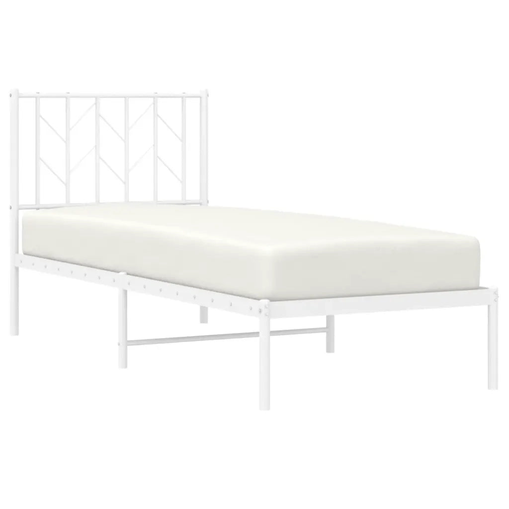 Letto singolo | Letto per adulti | Giroletto senza Materaso con Testiera Metallo Bianco 75x190 cm