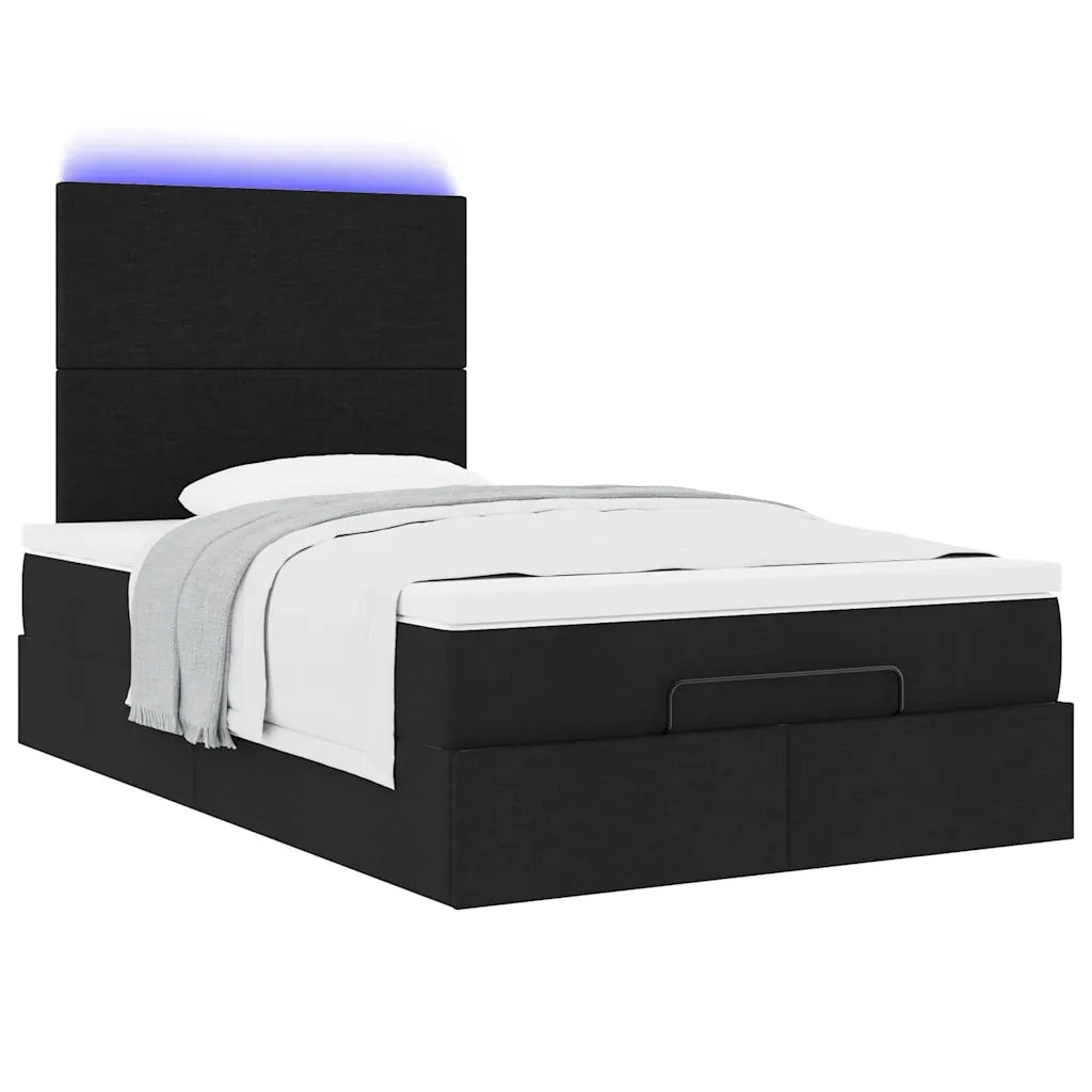 Struttura Letto Pouf con Materasso Nero 120x200 cm in Tessuto 3313915