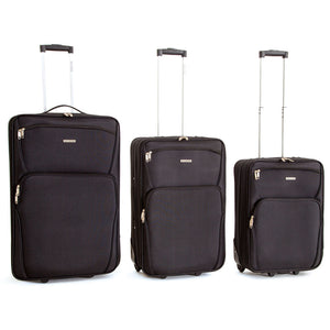 Set 3 Valigie Trolley Morbide in Poliestere 2 Ruote Ravizzoni Perla Nero