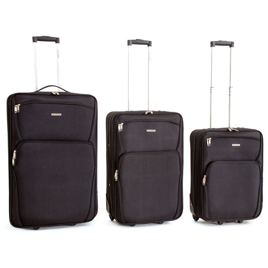 Set 3 Valigie Trolley Morbide in Poliestere 2 Ruote Ravizzoni Perla Nero