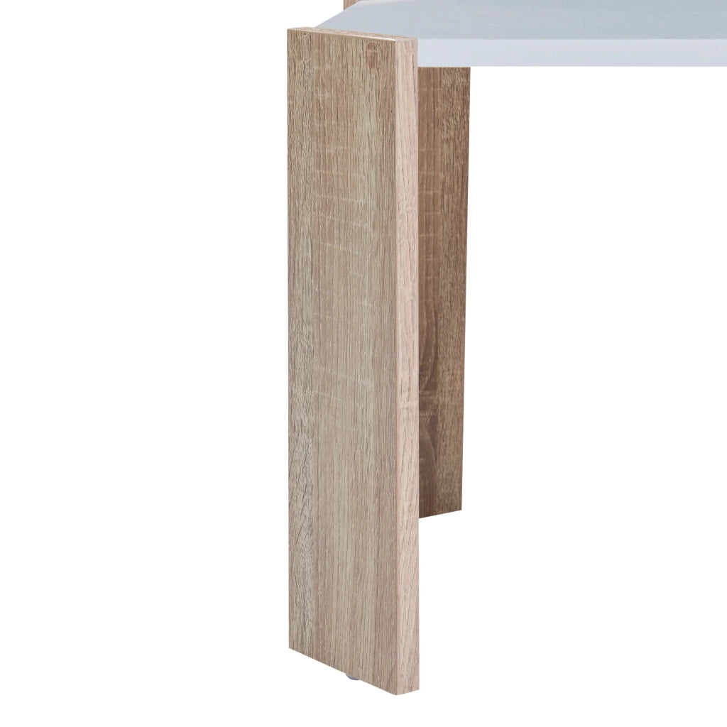 Set di 3 tavolini impilabili bianchi con effetto rovere 03_0009400