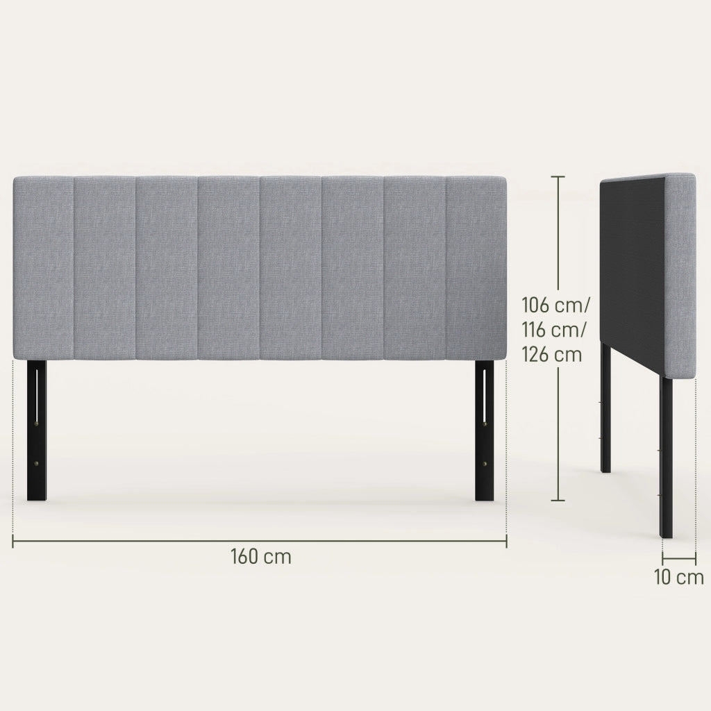 Testiera regolabile in altezza con gambe in metallo ¨C zephmum ¨C 160x10x106 cm Grigio