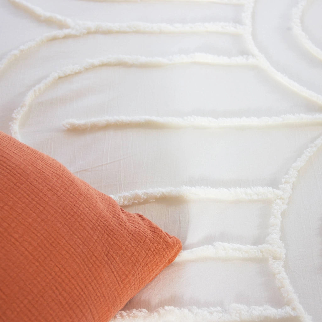 Set biancheria da letto con archi in cotone lavato, 2 posti