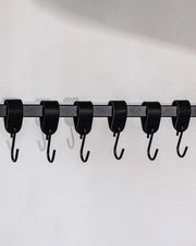 Set di 6 ganci a S di metallo in nero - Design moderno - Gancio a S di alta qualità con cerniera in pelle e acciaio - 10 cm