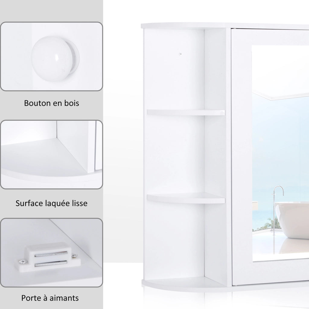 Mobile Specchio Bagno con Ante ¨C Xylo ¨C Bianco con Ripiani Laterali