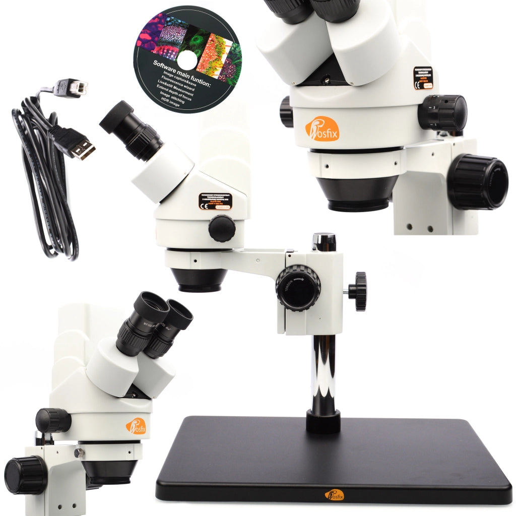 Mikroscopio Stereoscopico Trinoculare Rosfix Pluto Pro MSPP-T-BB1-KU – Testa Trinoculare con Fotocamera Sony USB | Zoom