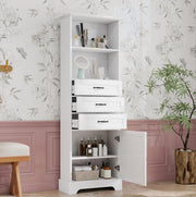 Mobile da bagno in MDF bianco con cassetti e vani aperti