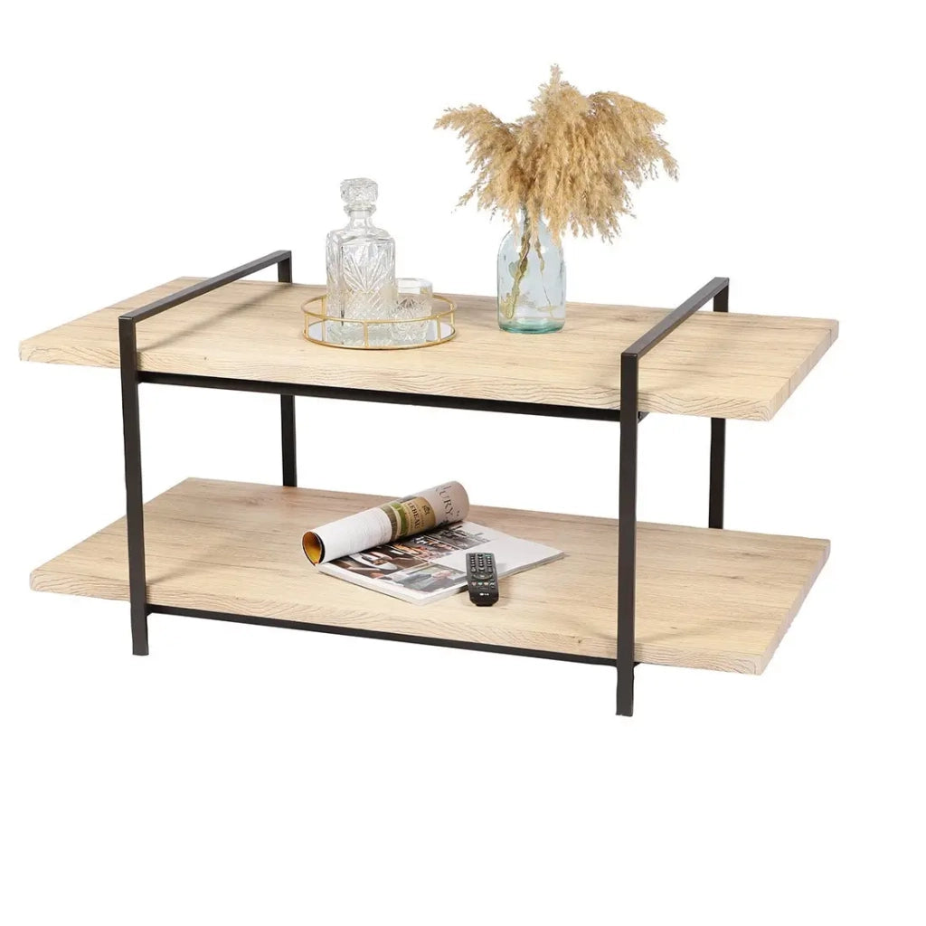 Tavolino collezione DARYL – Stile industriale, colore rovere e nero