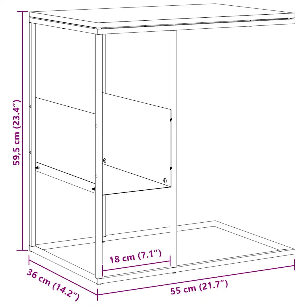 Tavolino Bianco 55x36x59,5 cm Legno Multistrato 343106