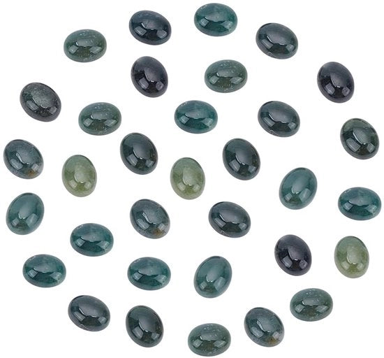 30 pezzi di cabochon naturale ovali di agata - cristallo di rocca - per collana - senza foro - 10 mm di diametro