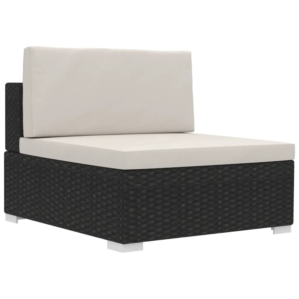 Set Divani da Giardino 3 pz con Cuscini in Polyrattan Nero 47264