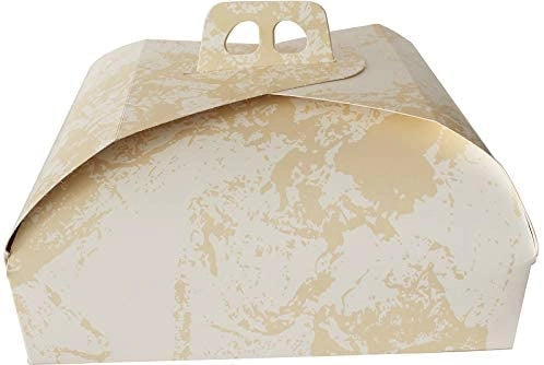 SCATOLA PORTA TORTE EASY BAKE BIANCA E ORO 29 X 29 CM