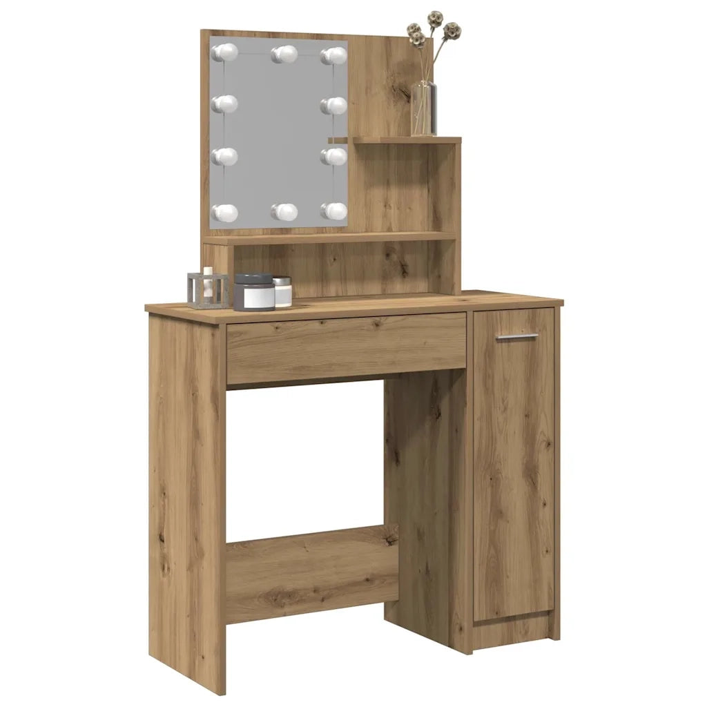 Toeletta con LED Rovere Artigianale 86,5x35x136 cm 857024